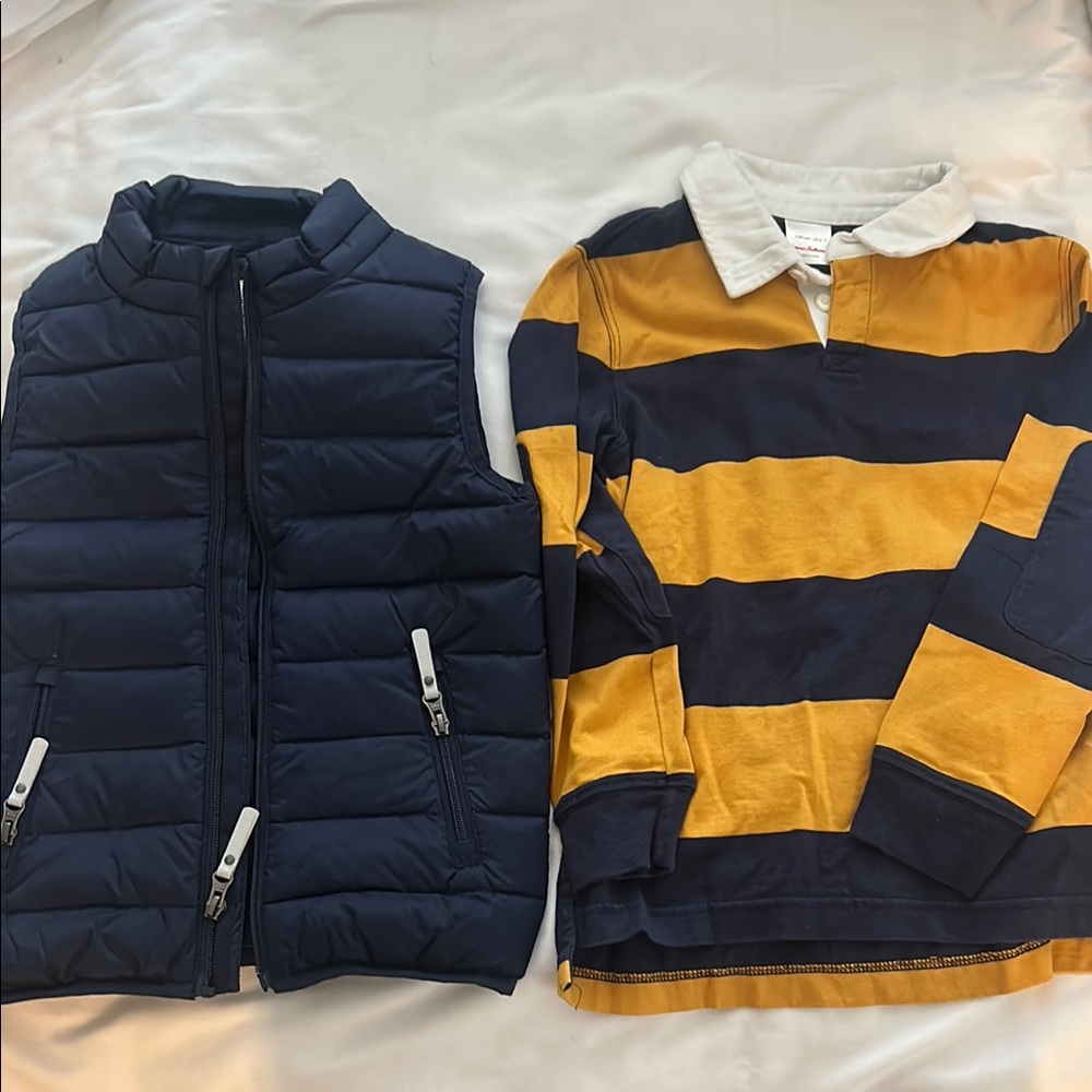 Hanna Andersson Blue and Yellow Button Down Shirt